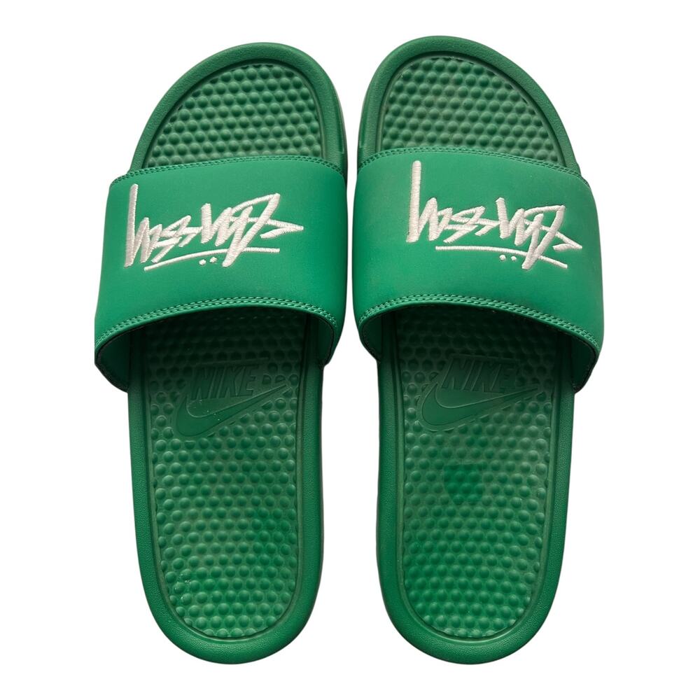 Nike X Stussy Men's Benassi Green Slides Size 10